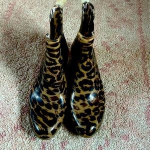 J Crew Leopard Print Chelsea Rain Boots